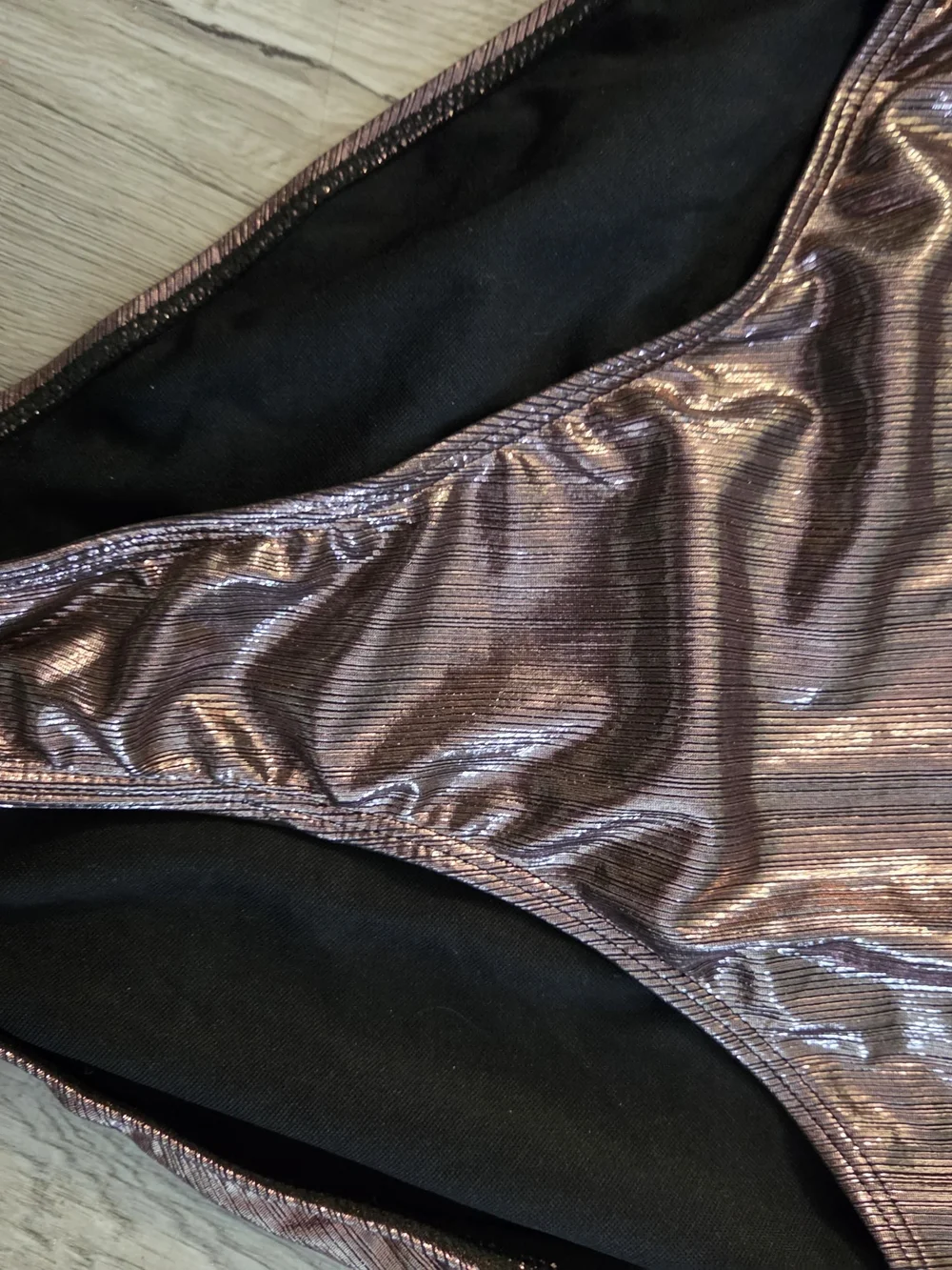 Shimmery Bronze One-Piece Swimsuit with Waist Tie